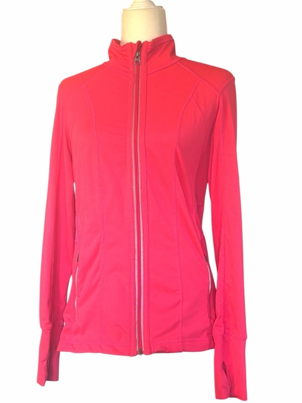 Tangerine Hot Pink Full‑Zip Utility Jacket
